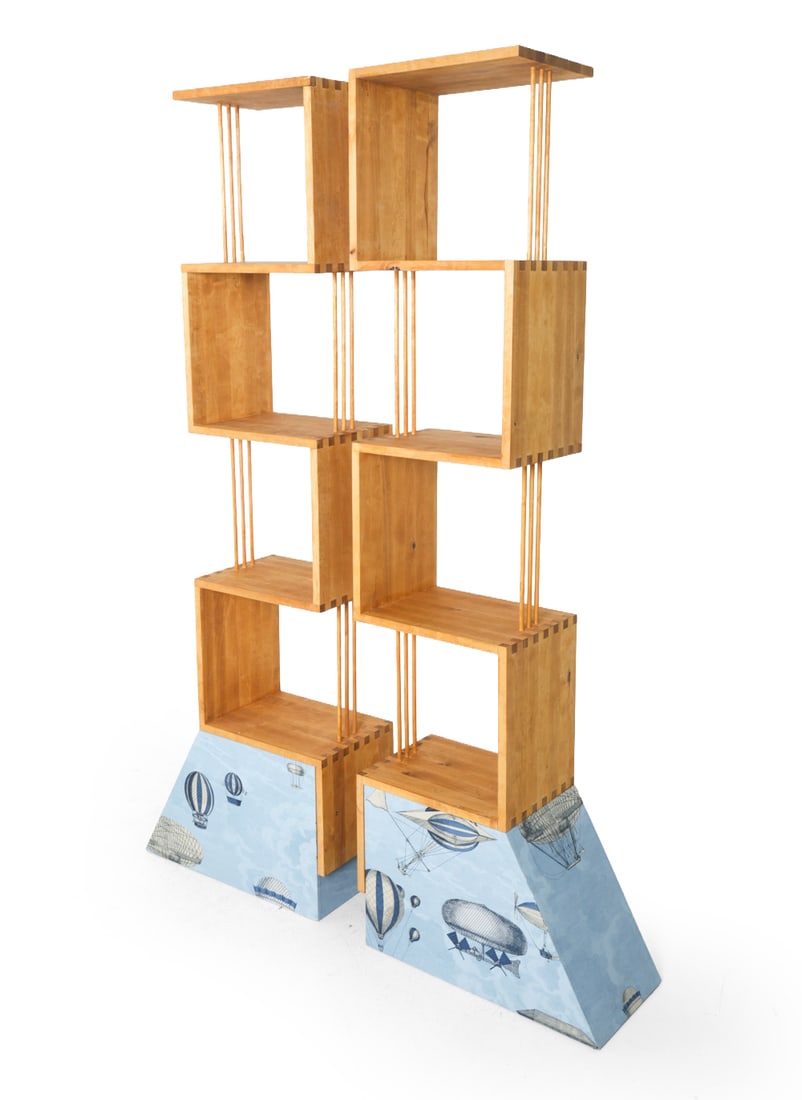 PINE BOOKCASES PIERO FORNASETTI "MACCHINE VOLANTI" (1 of 16)