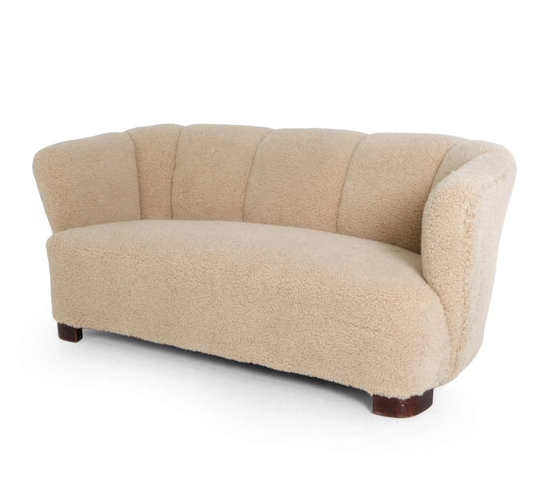 ATTR. SLAGELSE DANISH LAMBSWOOL BANANA SOFA 1930S (1 of 18)
