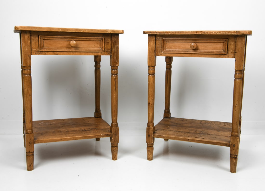 PAIR OF PINE NIGHTSTAND SIDE TABLES (1 of 10)