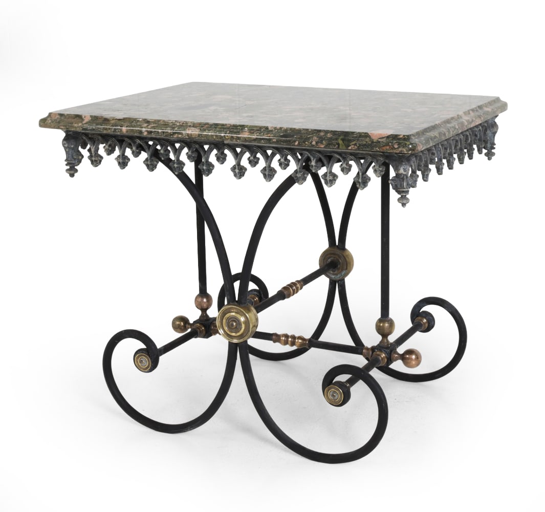 ANTIQUE FRENCH CAST IRON & MARBLE PASTRY TABLE (1 of 19)