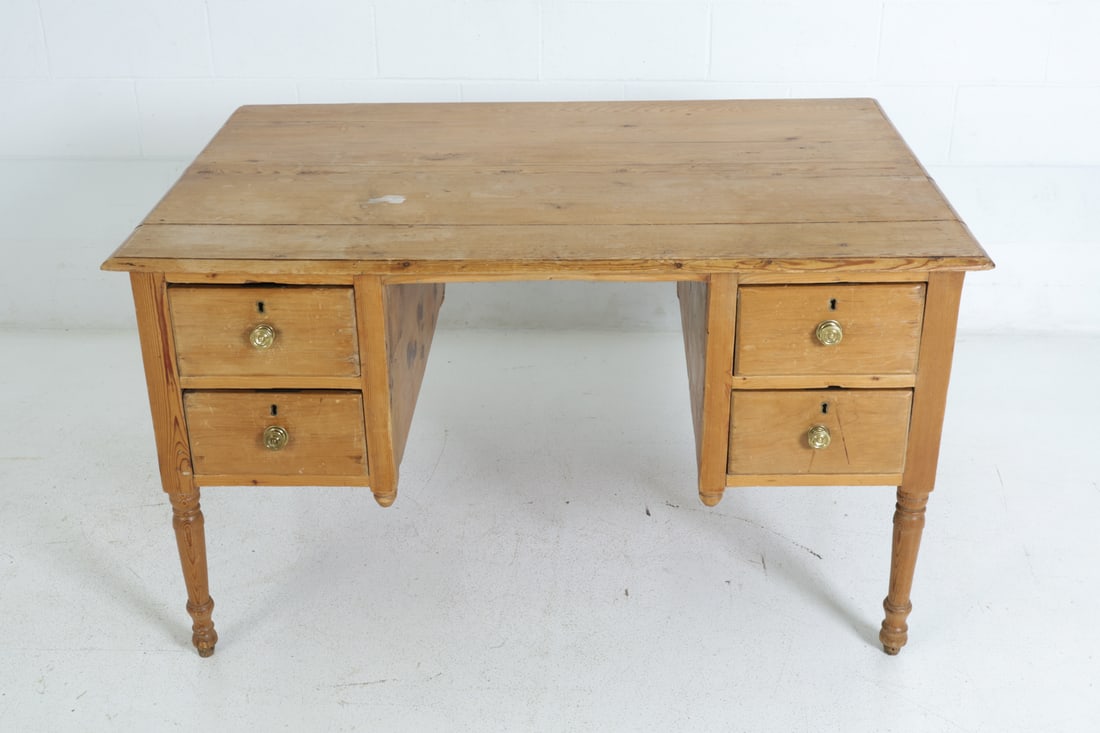 ANTIQUE RUSTIC PINE DESK - 4
