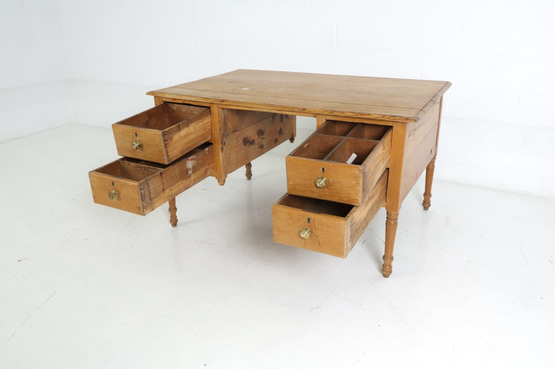 ANTIQUE RUSTIC PINE DESK - 9