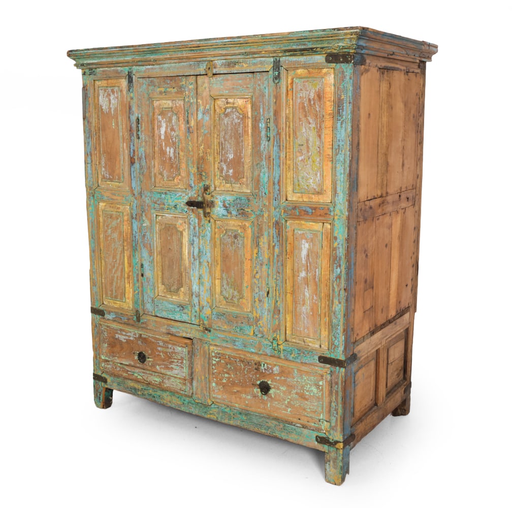 ANTIQUE PAINTED ARMOIRE CABINET (1 of 19)