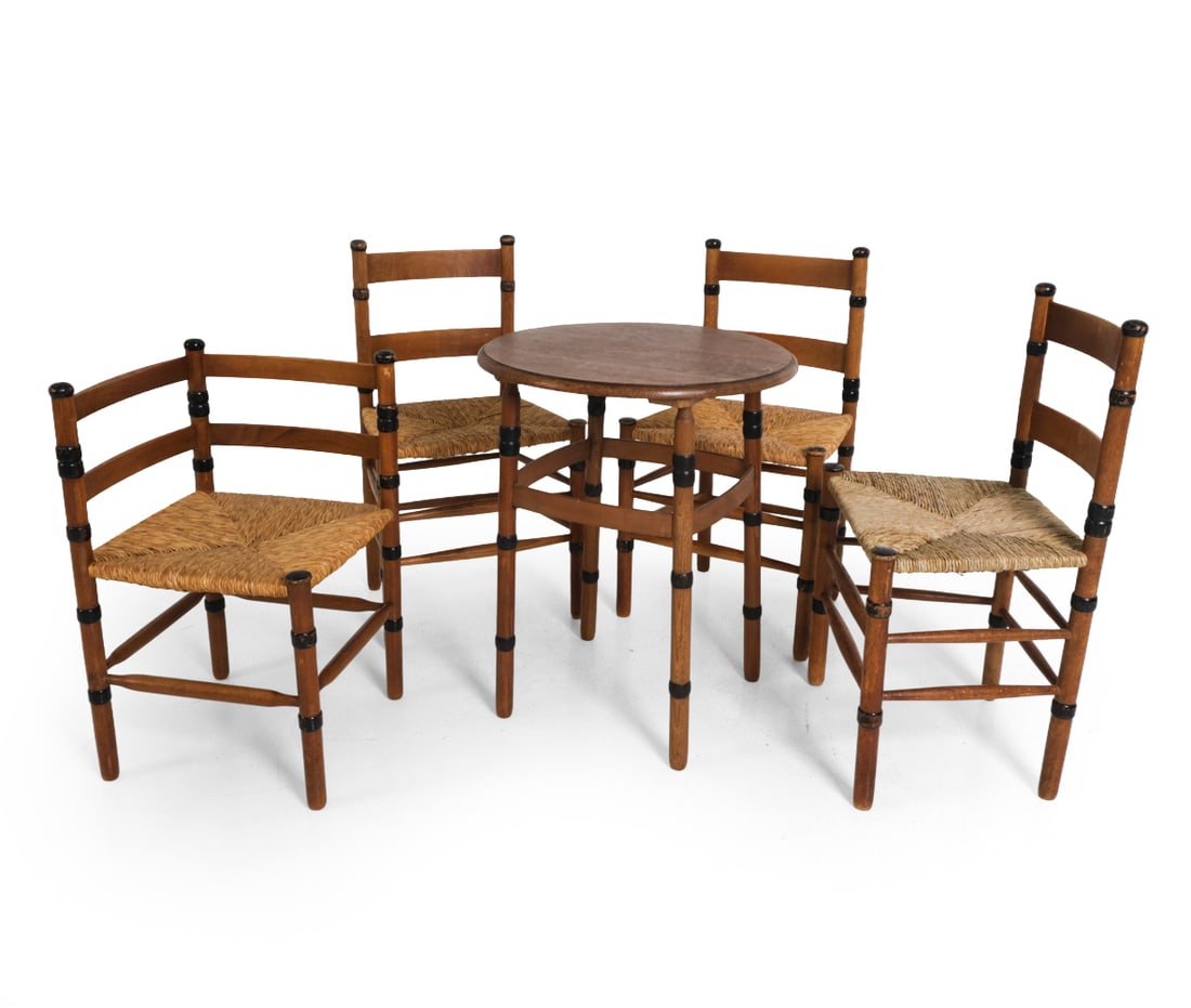 (4) NV JAC LEVEE DUTCH OAK & RUSH CHAIRS & TABLE (1 of 13)