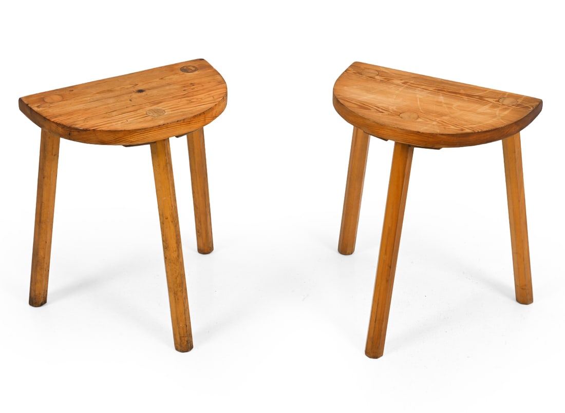 PAIR OF SWEDISH PINE STOOLS C. 1950S (1 of 14)
