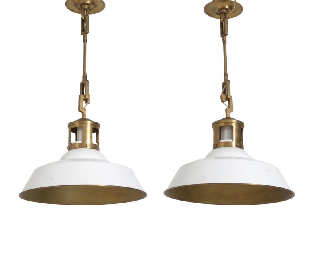 PAIR OF URBAN ELECTRIC MAC BRASS PENDANT LIGHTS (1 of 16)