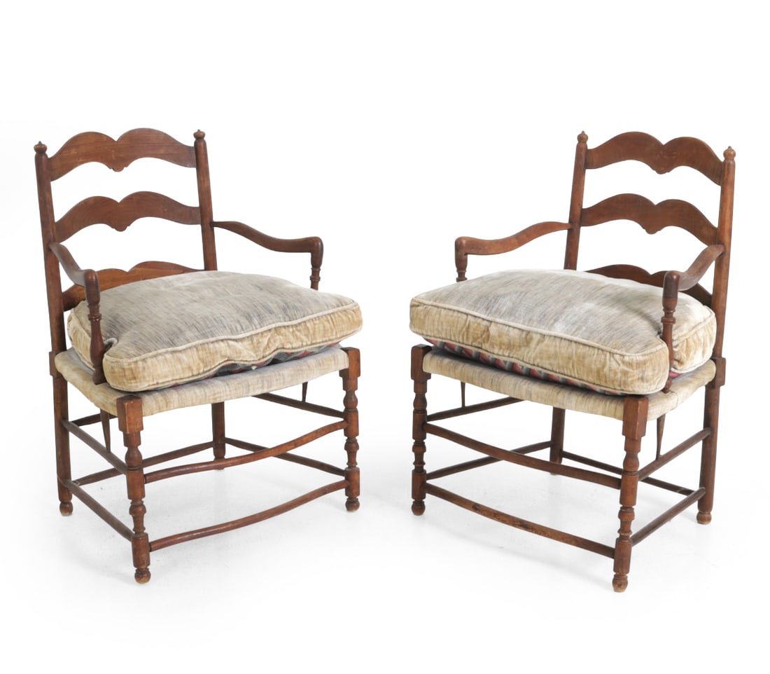 FRENCH PROVINCIAL STYLE LADDER BACK LOUNGE CHAIRS (1 of 19)