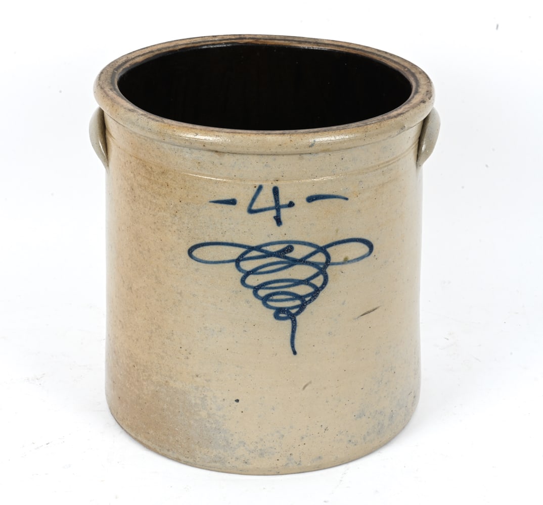 PRIMITIVE BEE STING 4 GALLON STONEWARE CROCK (1 of 8)