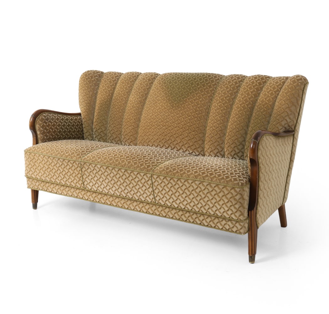 CHRISTENSEN STYLE DANISH VELVET SOFA C. 1940S (1 of 18)