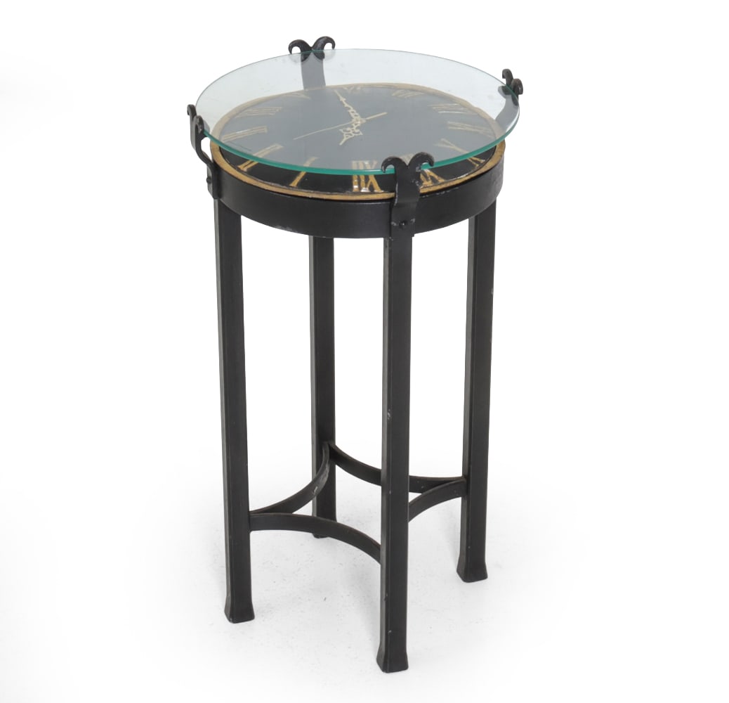 ANTIQUE CLOCK FACE SIDE TABLE - 3