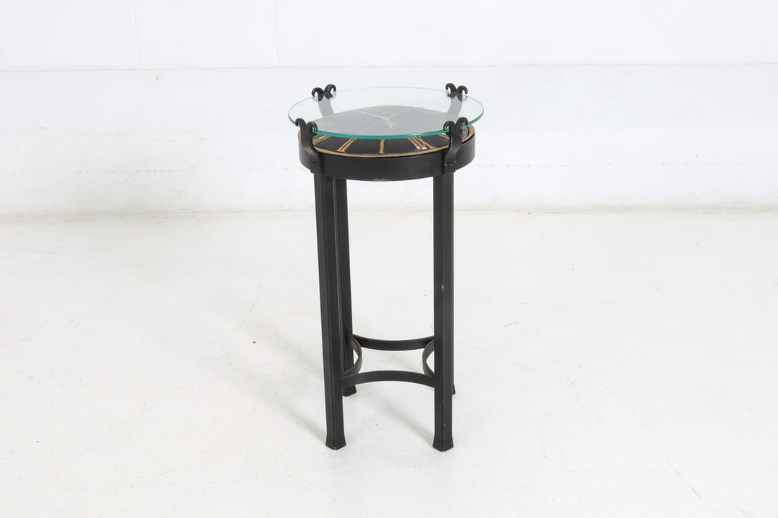ANTIQUE CLOCK FACE SIDE TABLE - 4