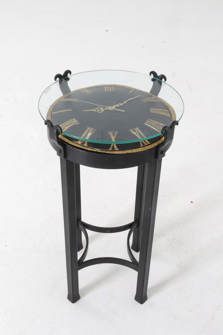 ANTIQUE CLOCK FACE SIDE TABLE - 9