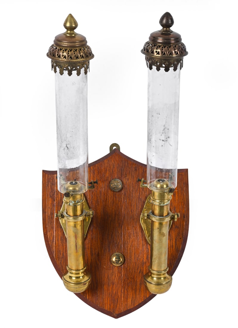 PAIR OF ANTIQUE SHIPS GIMBAL CANDLE SCONCES (1 of 15)