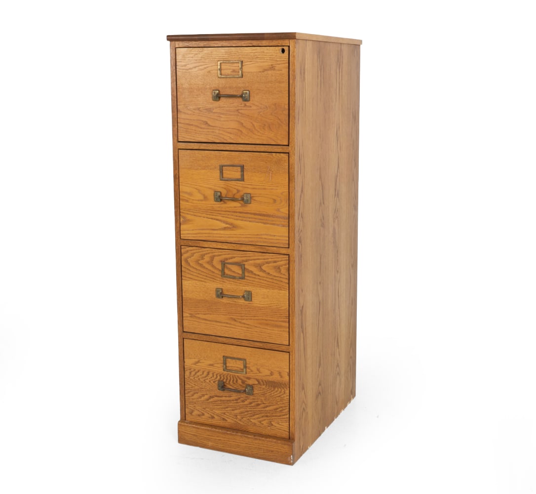 CONTEMPORARY FOUR DRAWER OAK FILING CABINET (1 of 18)