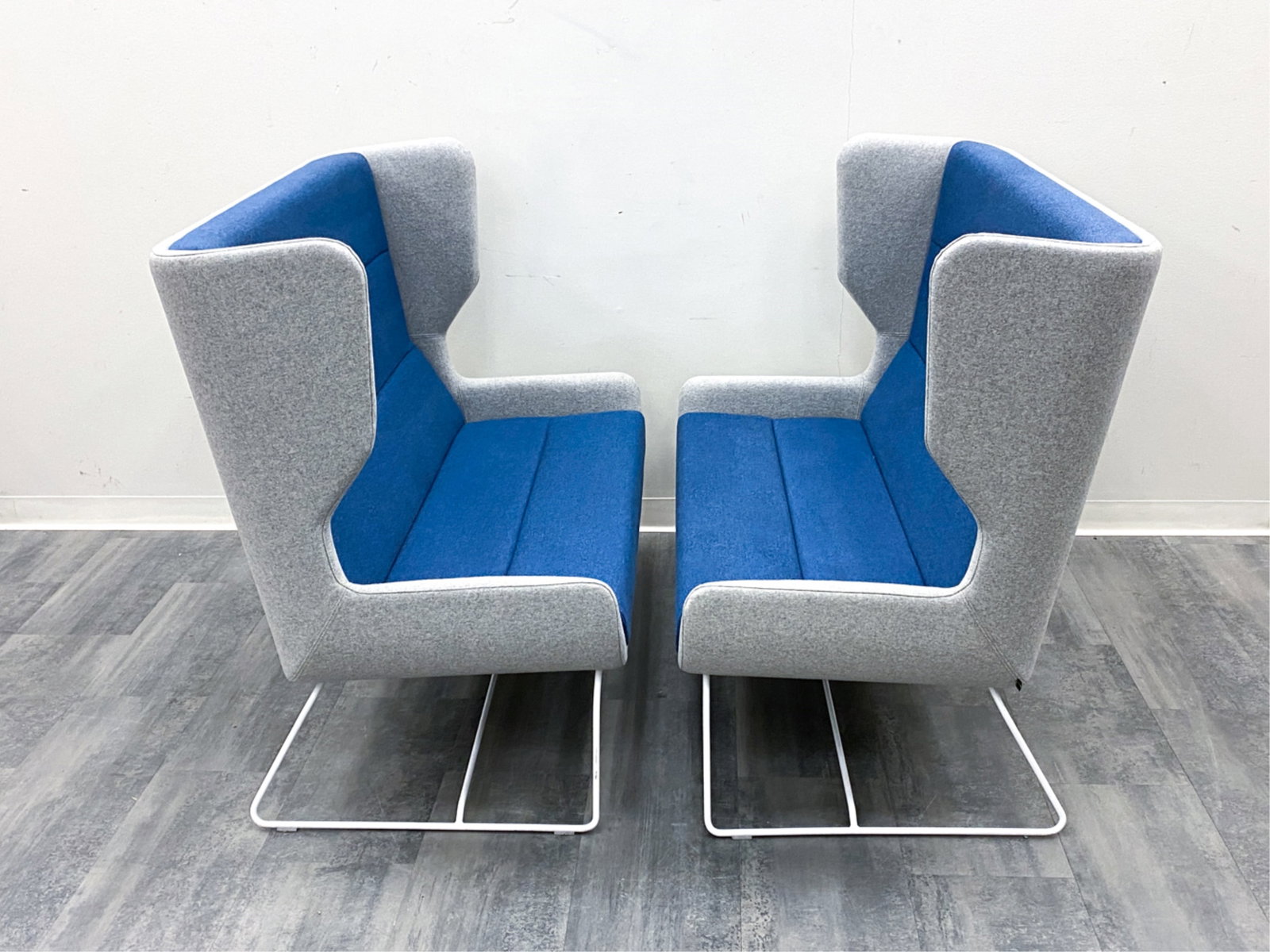 PAIR NAUGHTONE HERMAN MILLER HUSH HIGH BACK SOFAS - 6