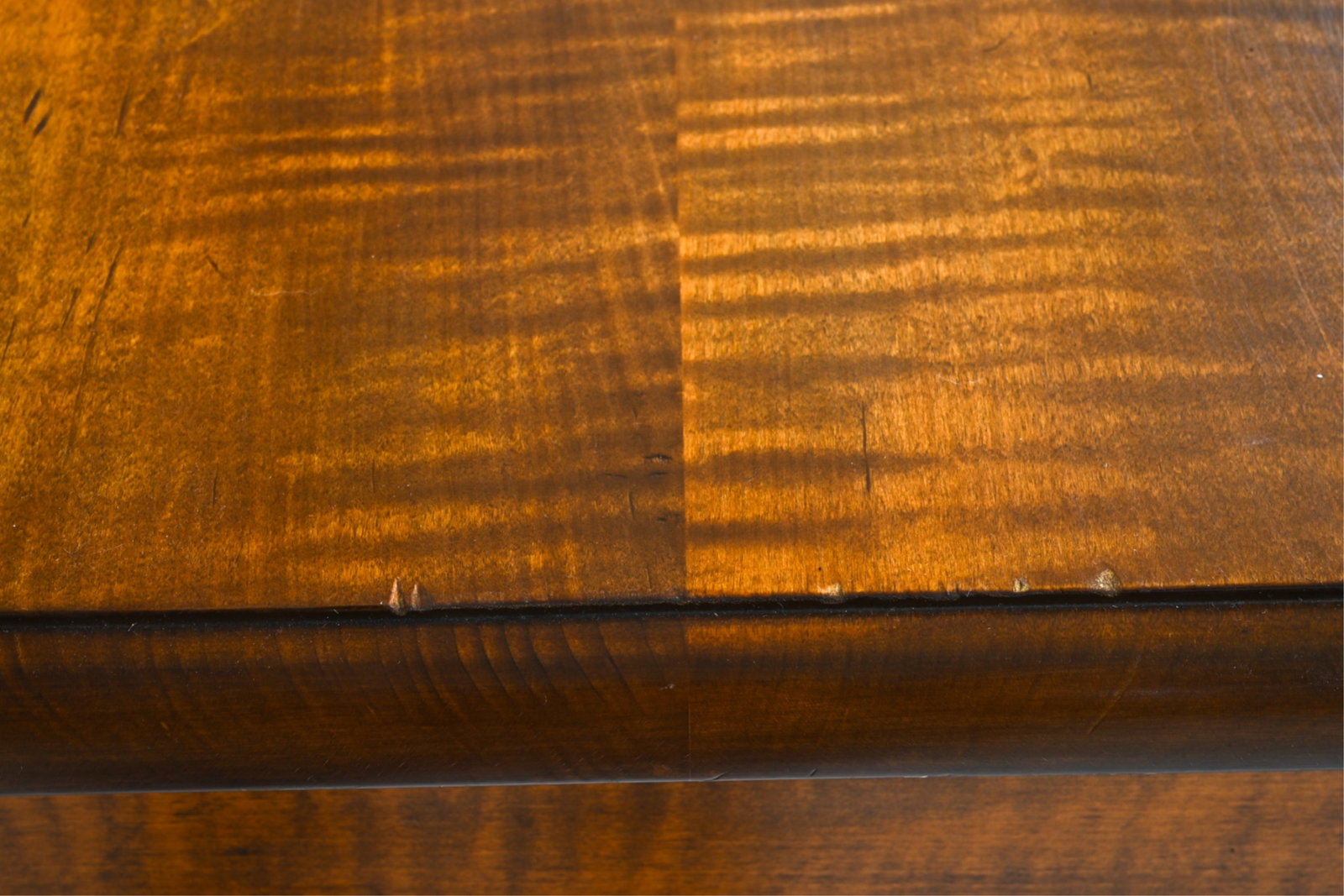 18TH C. QUEEN ANNE TIGER MAPLE LOW BOY - 12