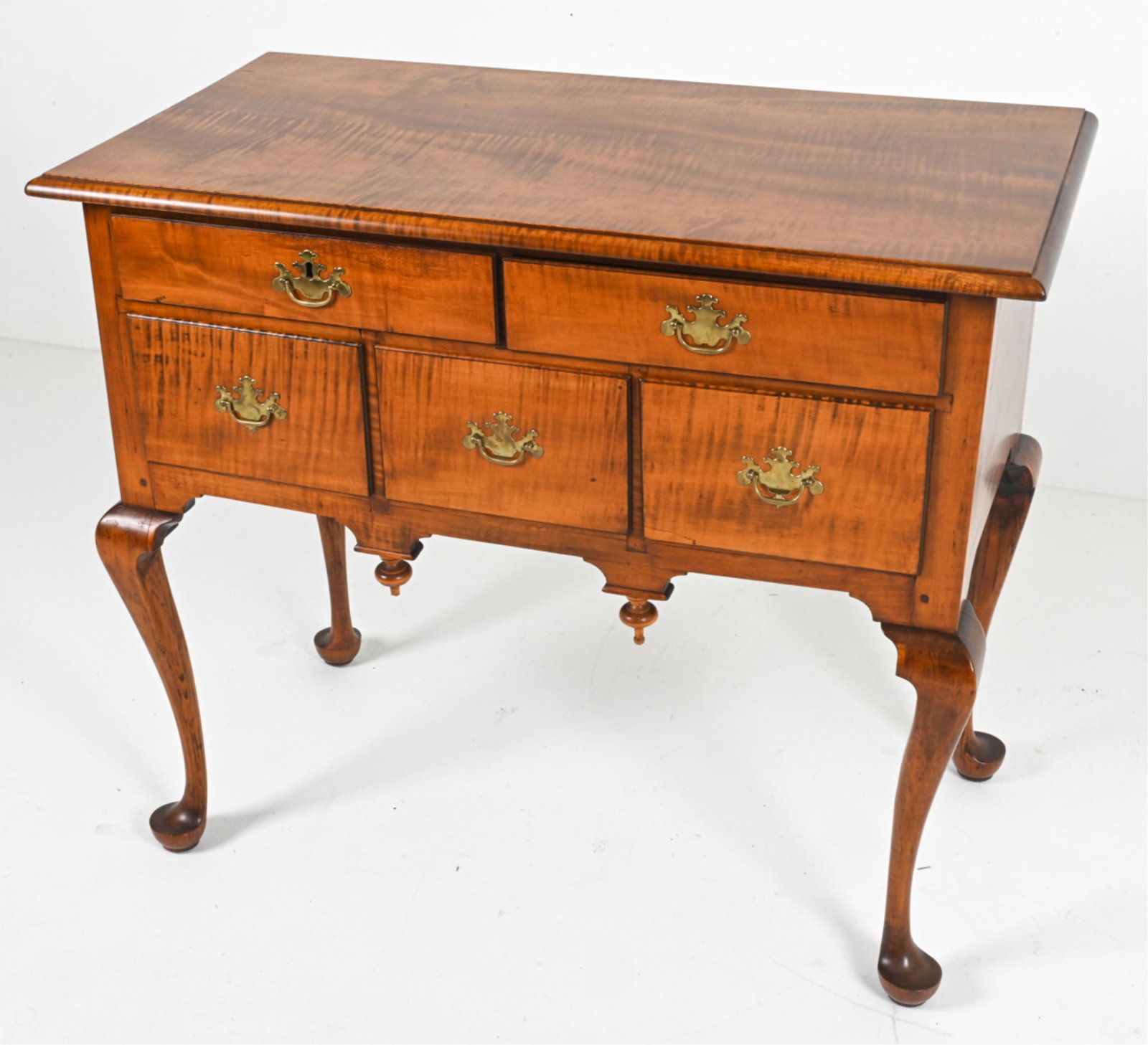 18TH C. QUEEN ANNE TIGER MAPLE LOW BOY (1 of 12)