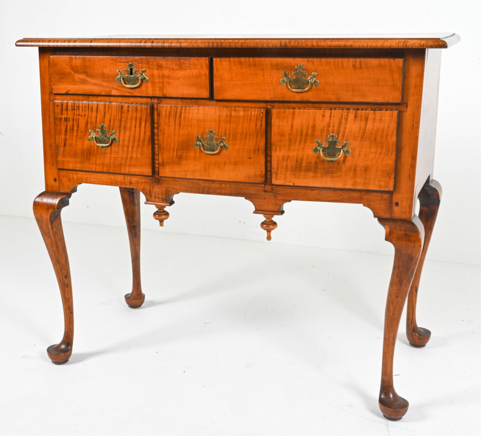 18TH C. QUEEN ANNE TIGER MAPLE LOW BOY - 2