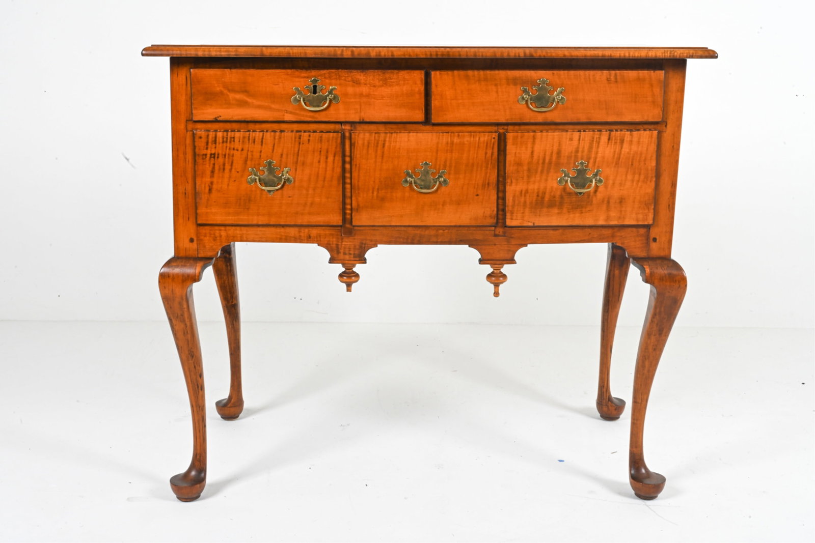18TH C. QUEEN ANNE TIGER MAPLE LOW BOY - 4