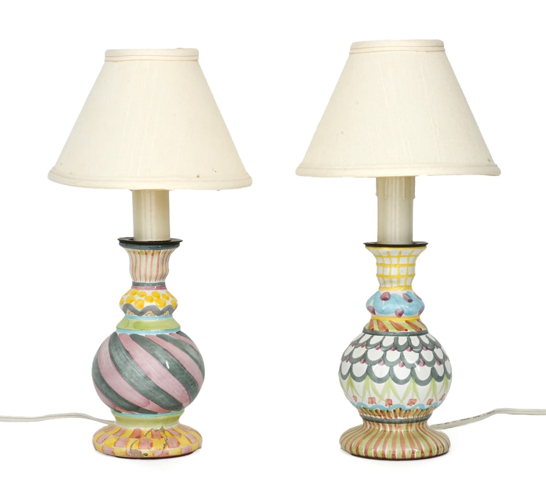PAIR MACKENZIE CHILDS CERAMIC TABLE LAMPS (1 of 12)
