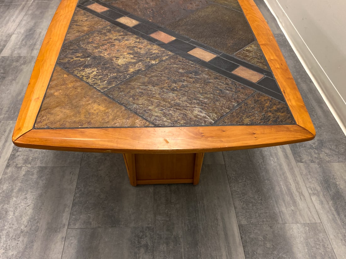 BRUTALIST DANISH STONE TOP COFFEE TABLE - 4