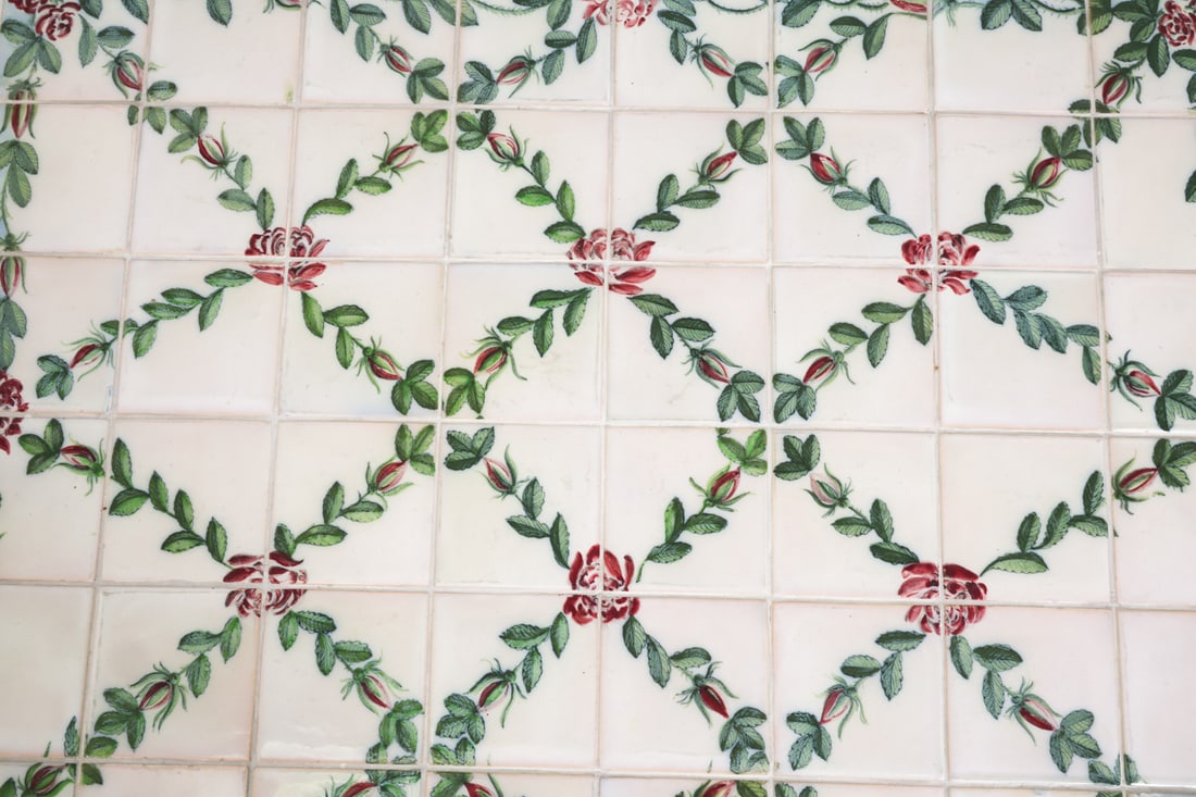 FRENCH STYLE CERAMIC TILE TOP DINING TABLE - 6