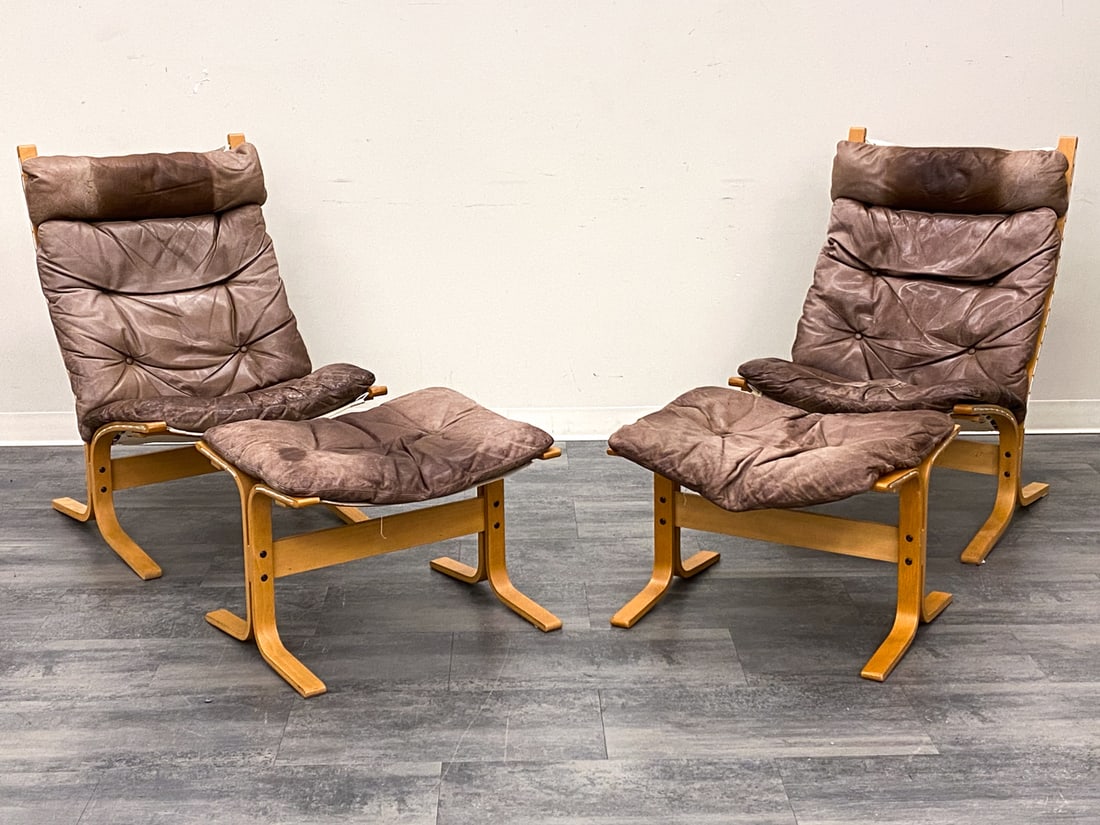 PAIR INGMAR RELLING "SIESTA" CHAIRS & OTTOMANS (1 of 16)