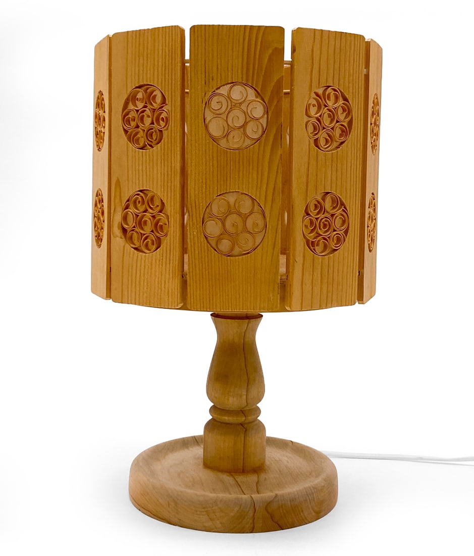LEIF WIKNER STYLE SWEDISH PINE TABLE LAMP 1970S (1 of 12)
