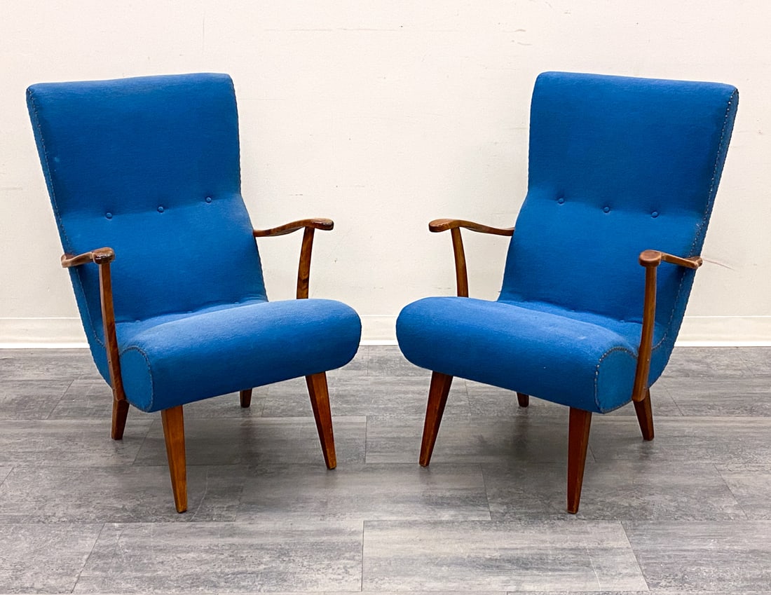 PAIR HANSEN STYLE DANISH TEAK LOUNGE CHAIRS 1940S (1 of 13)