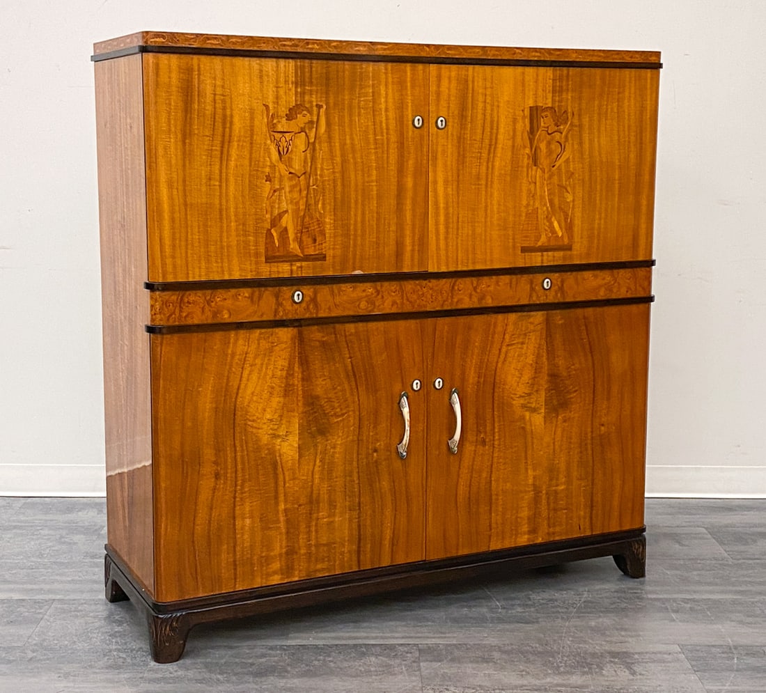 ATTR MJOLBY INTARSIA SWEDISH DECO BURLWOOD CABINET (1 of 14)