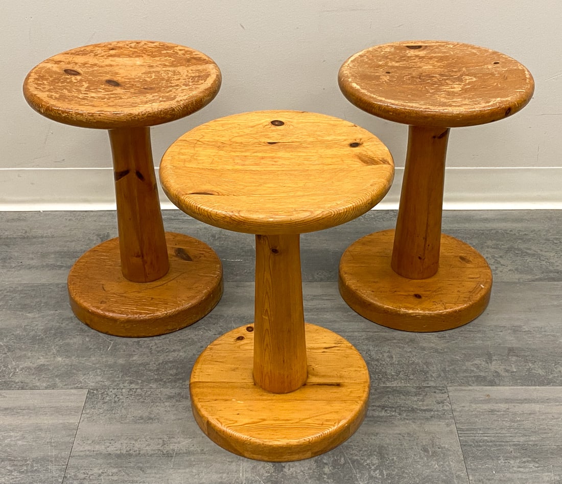 (3) RAINER DAUMILLER DANISH PINE STOOLS C. 1970S (1 of 12)