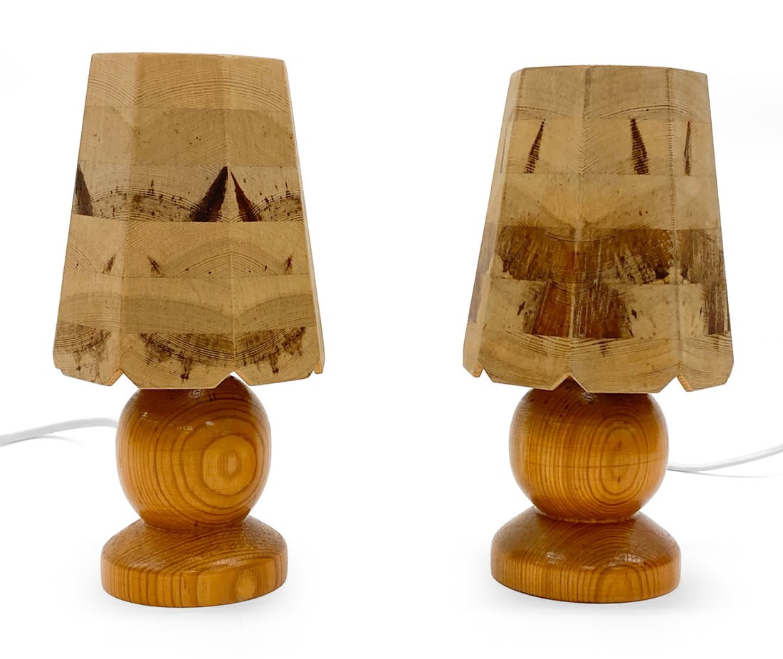 PAIR ATTR LEIF WIKNER SWEDISH PINE TABLE LAMPS (1 of 12)