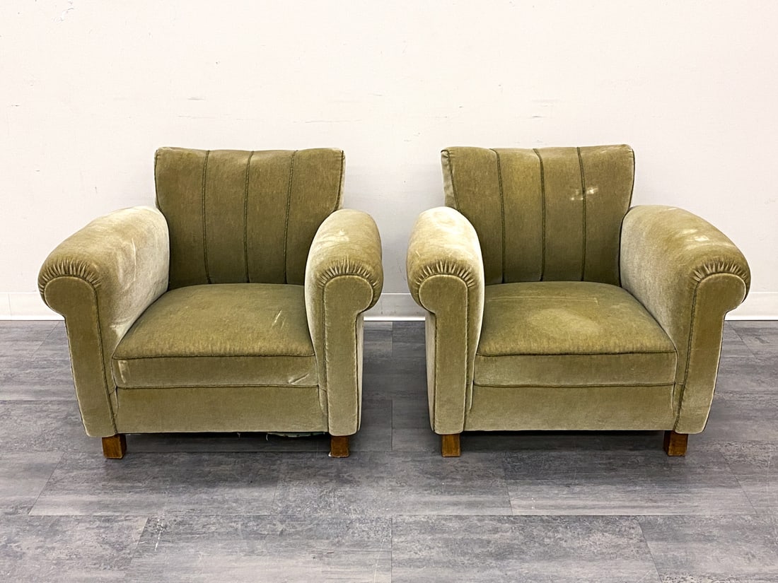 PAIR ART DECO SWEDISH MOHAIR LOUNGE CHAIRS 1930S - 5