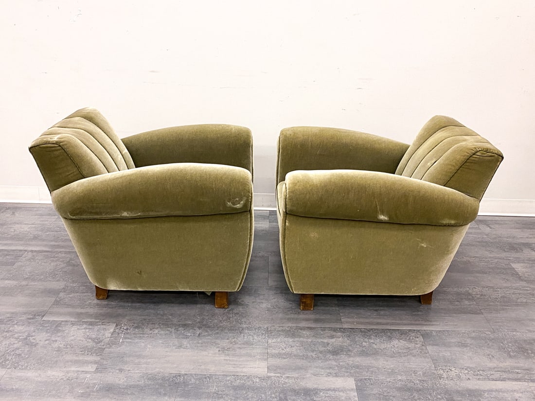 PAIR ART DECO SWEDISH MOHAIR LOUNGE CHAIRS 1930S - 8