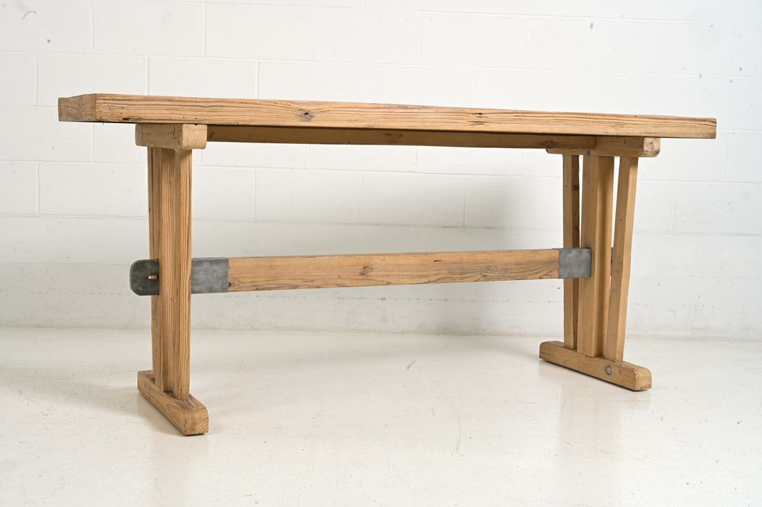 RUSTIC PINE TRESTLE CONSOLE TABLE - 2