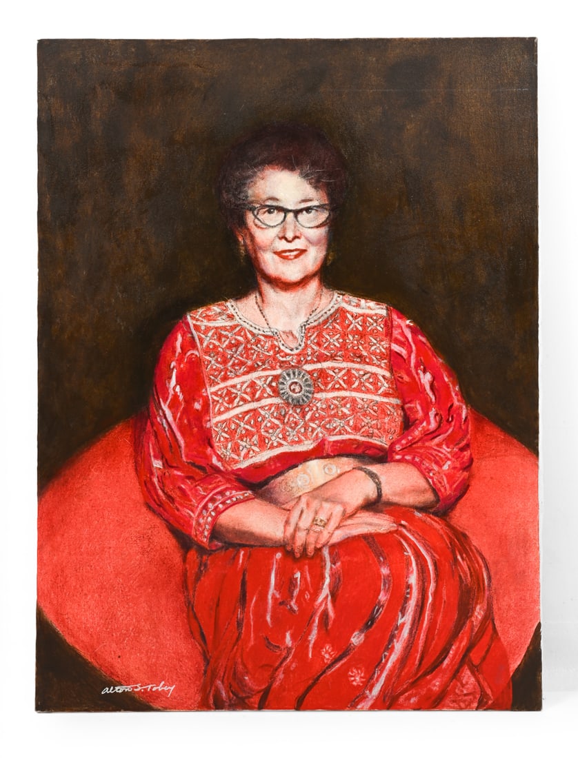 ALTON S. TOBEY (1914-2005) PORTRAIT A/C: Signed lower left. Acrylic on canvas. Alton S. Tobey (1914?2005) was an American historical painter, muralist, and illustrator best known for his depictions of American history and military subjects. 