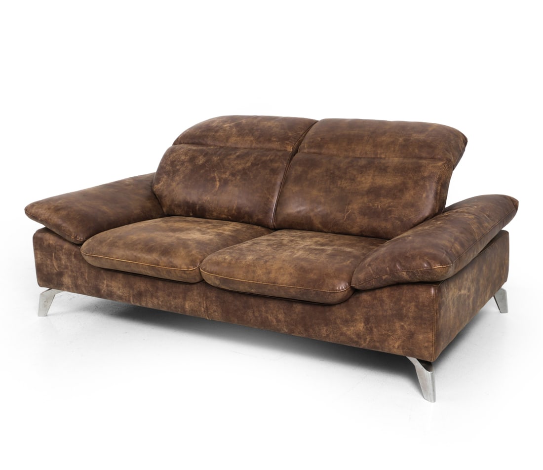 EILERSEN STYLE DANISH LEATHER LOVESEAT SOFA (1 of 20)