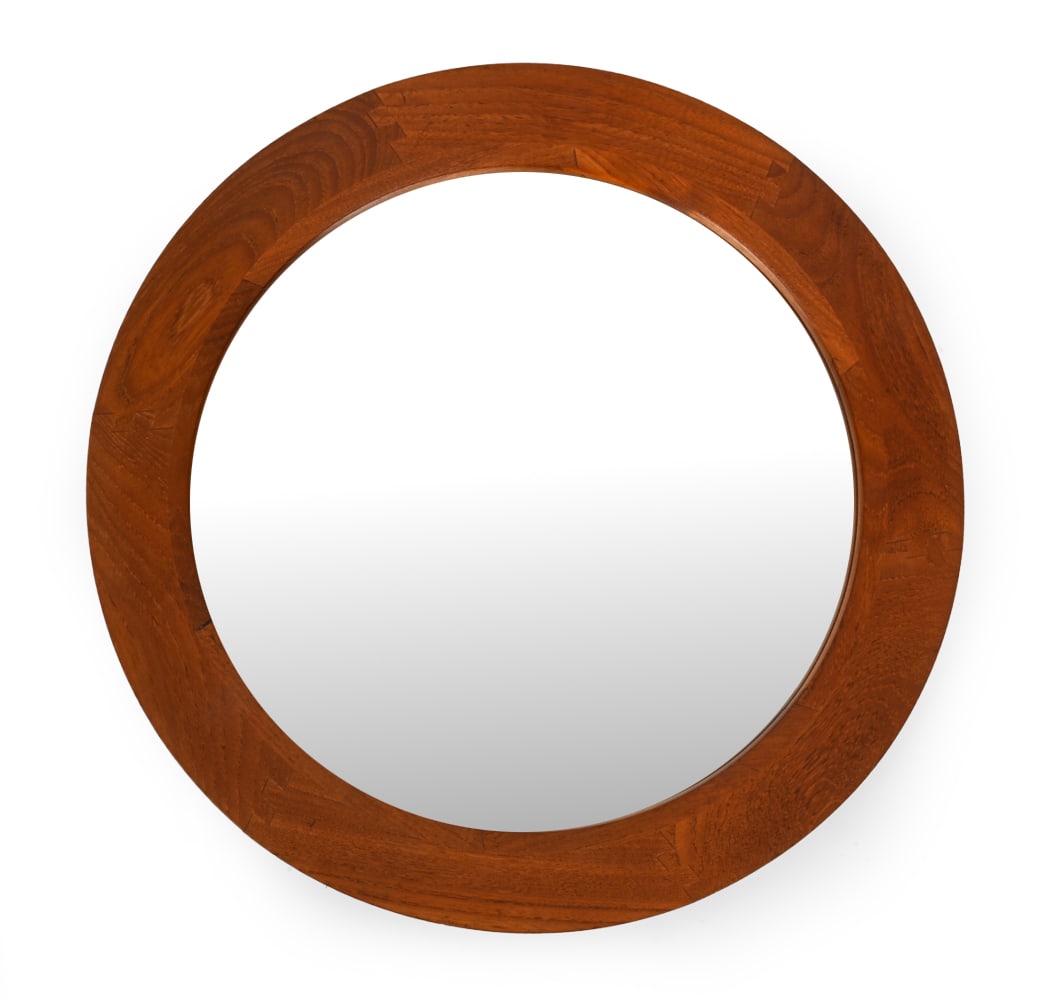 DANISH TEAK ROUND WALL MIRROR C. 1960S (1 of 7)