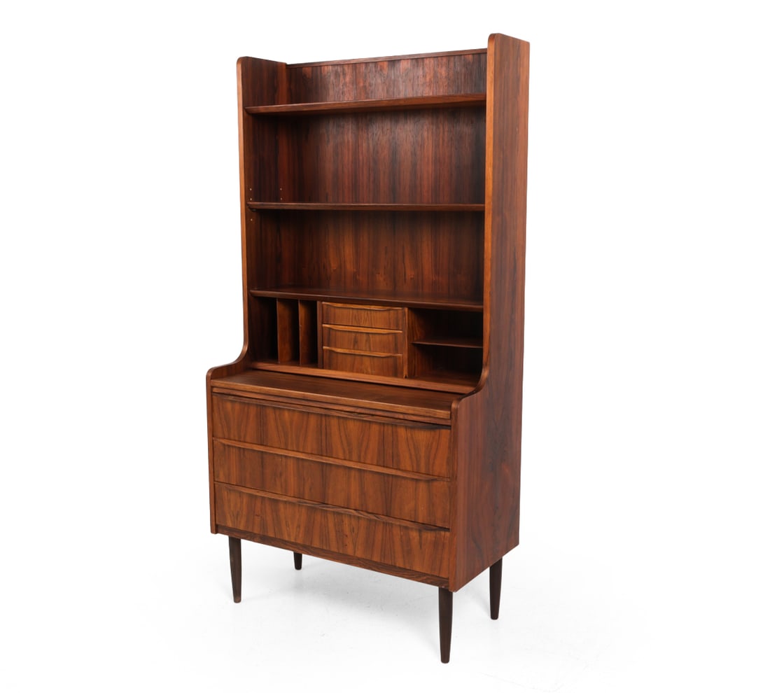 HJORNEBO DANISH ROSEWOOD SECRETARY BOOKCASE 1960S (1 of 19)