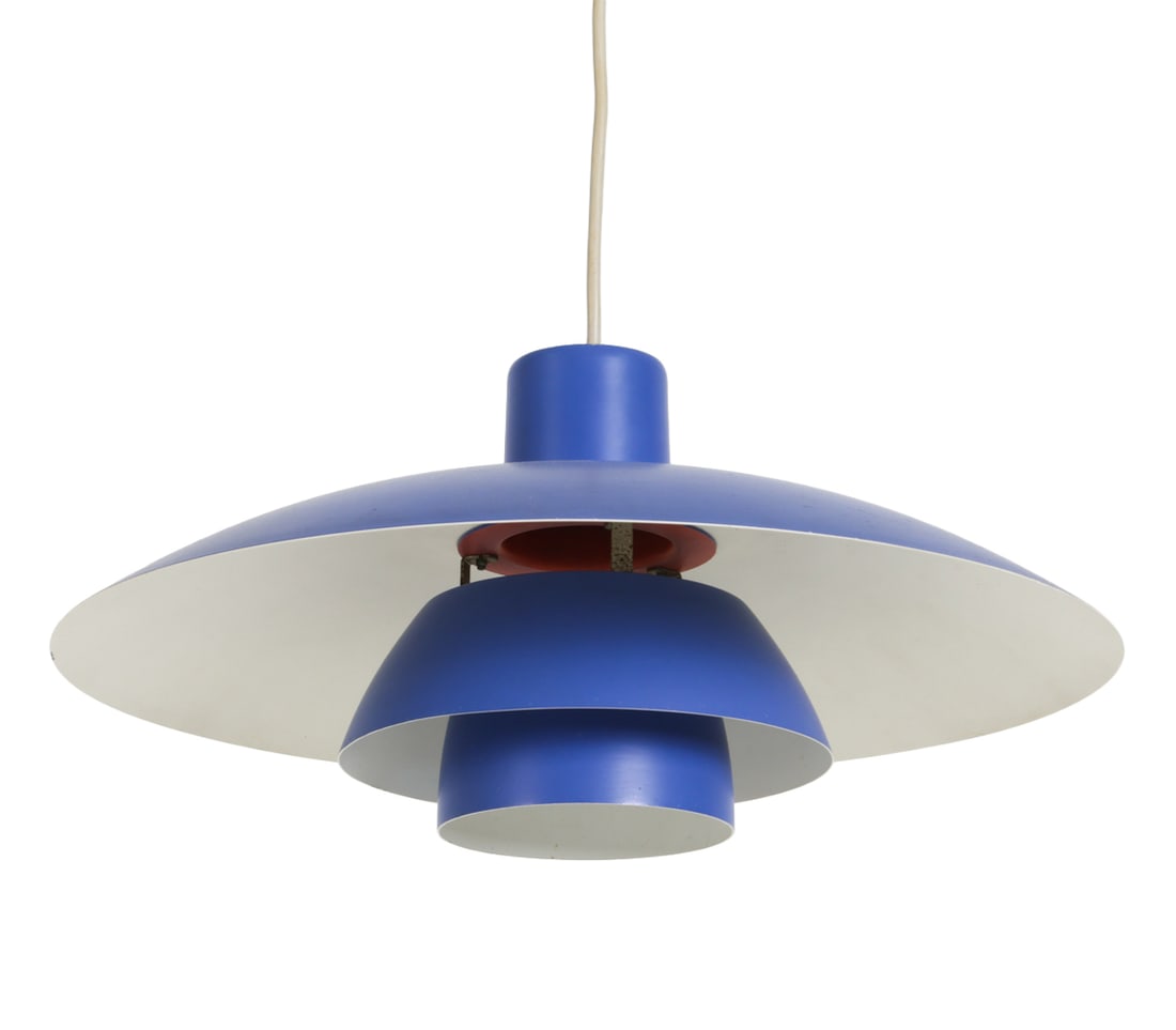 LOUIS POULSEN DANISH PENDANT LIGHT 1970S: Apparently unmarked. Denmark, circa 1970s. Dimensions: H 14" x W 17.25" Condition: Scuffs. Wiring untested. No canopy, Wear consistent with age and use.