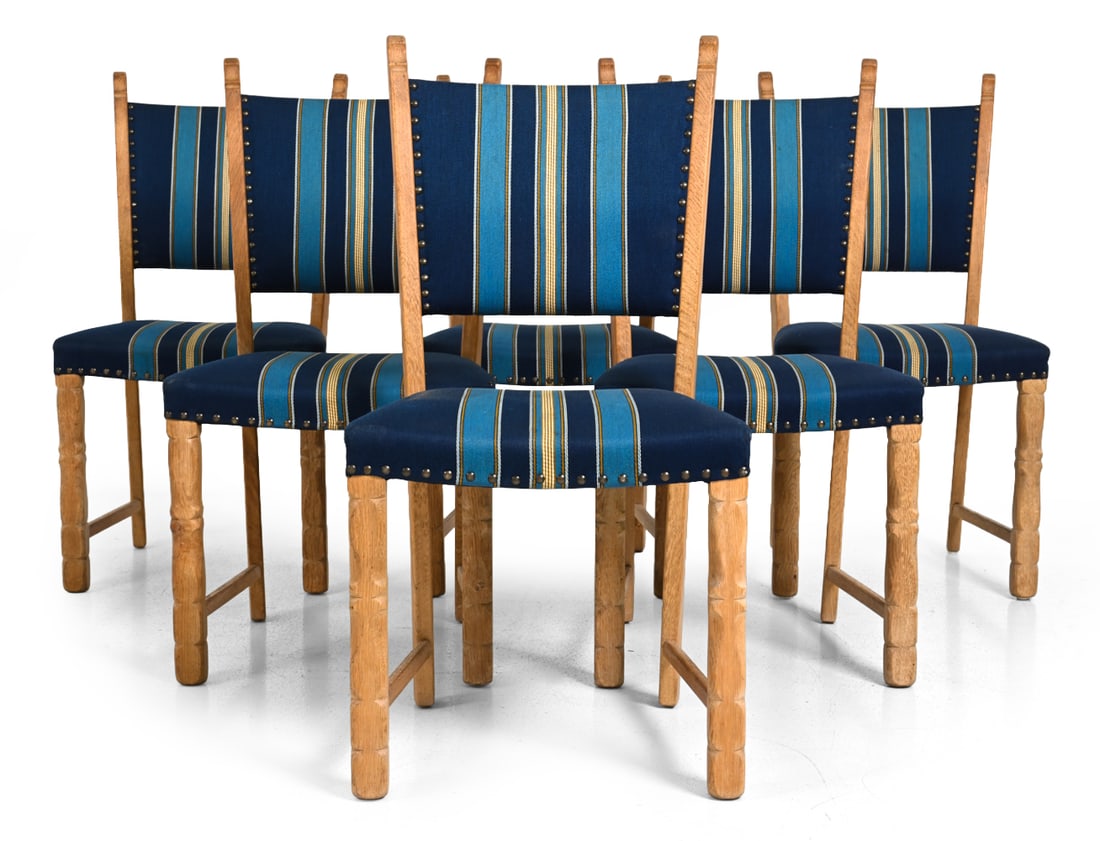 (6) KJAERNULF STYLE DANISH OAK DINING CHAIRS 1960S