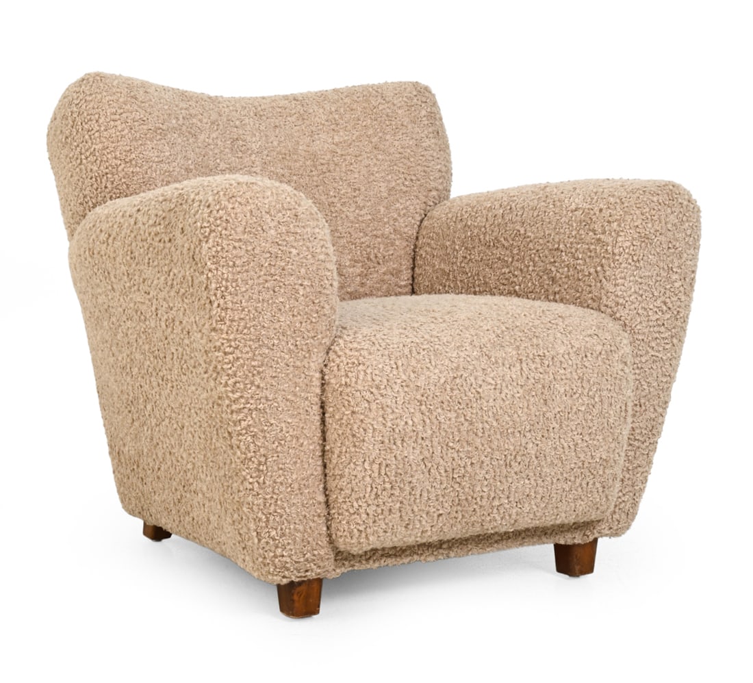 FRITZ HANSEN STYLE DANISH BOUCLE LOUNGE CHAIR