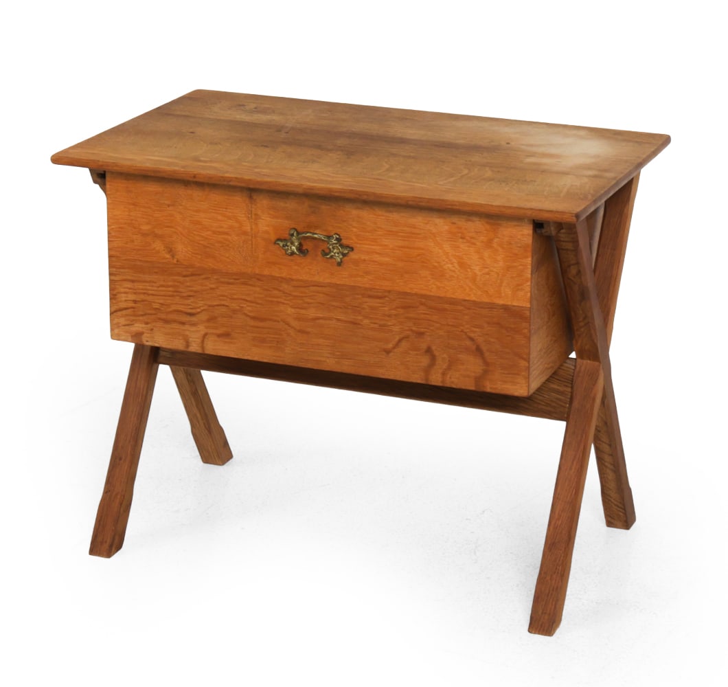 HENNING KJAERNULF DANISH OAK SEWING TABLE C. 1960S