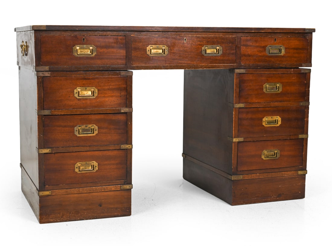ENGLISH MAHOGANY CAMPAIGN STYLE DESK