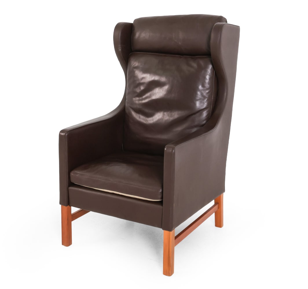 MOGENSEN STYLE LEATHER WINGBACK LOUNGE CHAIR 1960S (1 of 13)