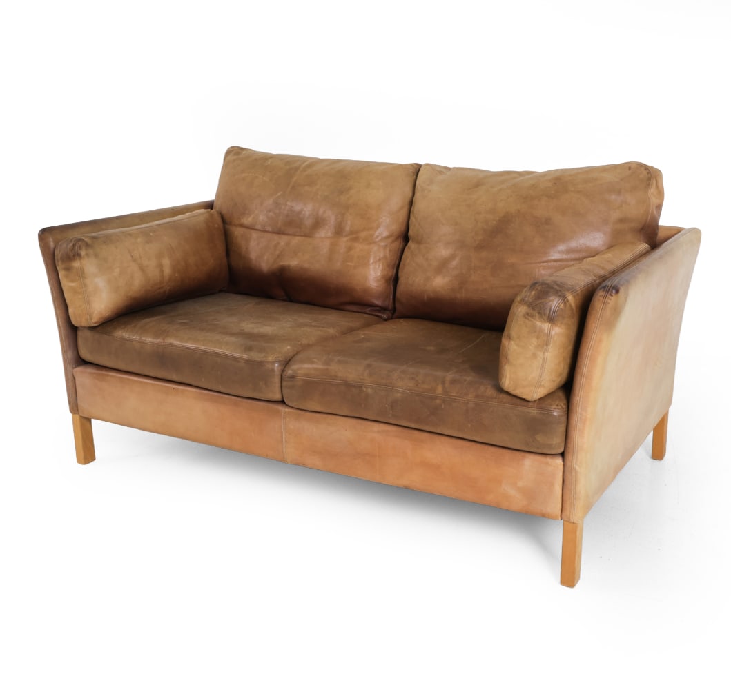 GEORG THAMS DANISH LEATHER LOVESEAT SOFA C. 1960S (1 of 1)