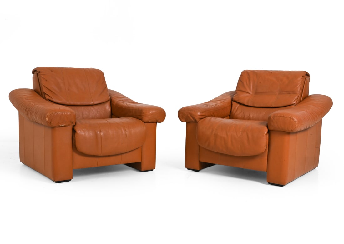 PAIR OF TRIO-LINE DANISH LEATHER LOUNGE CHAIRS