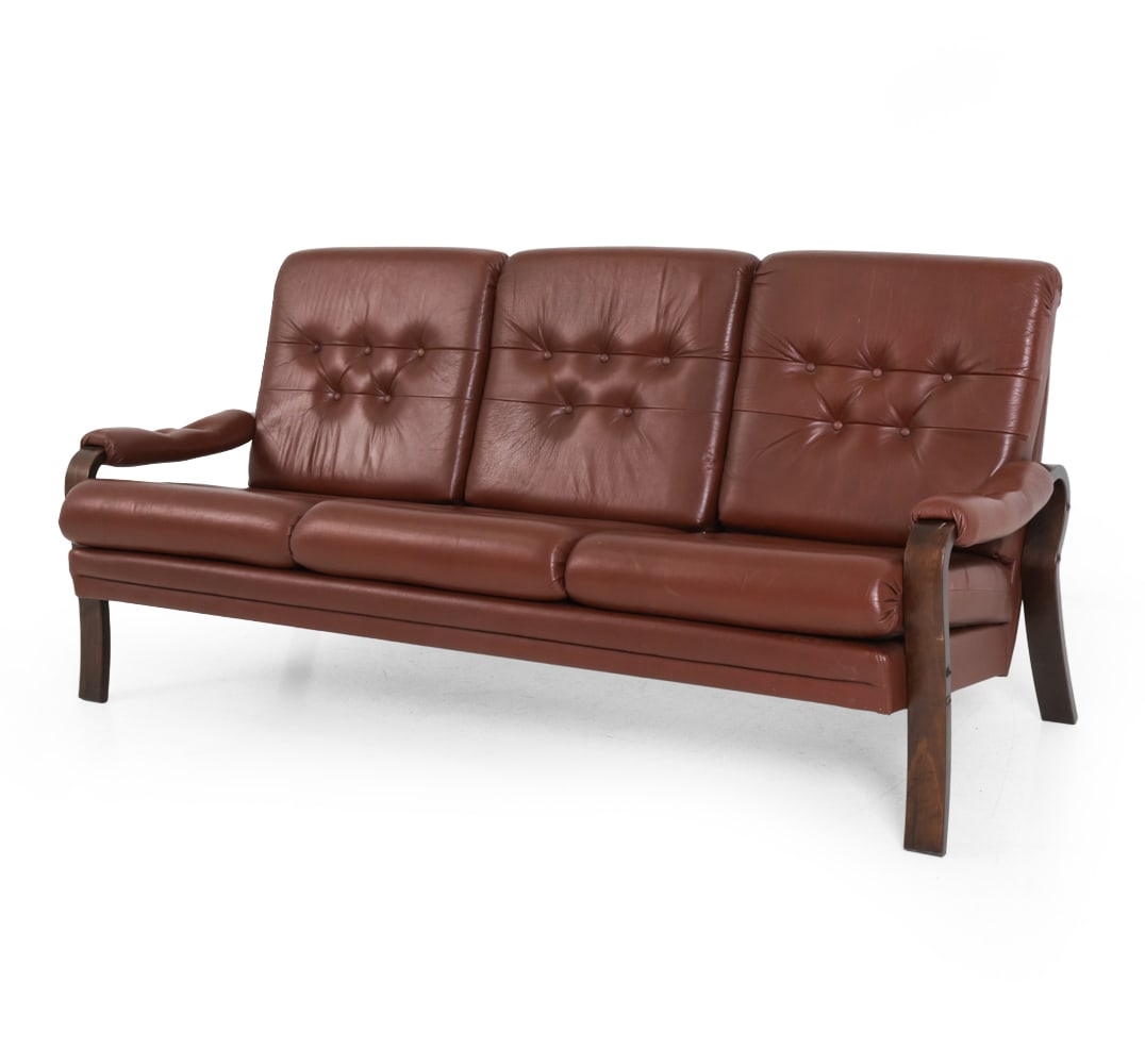 STYLE OF FARSTRUP DANISH LEATHER SOFA C. 1970S (1 of 1)