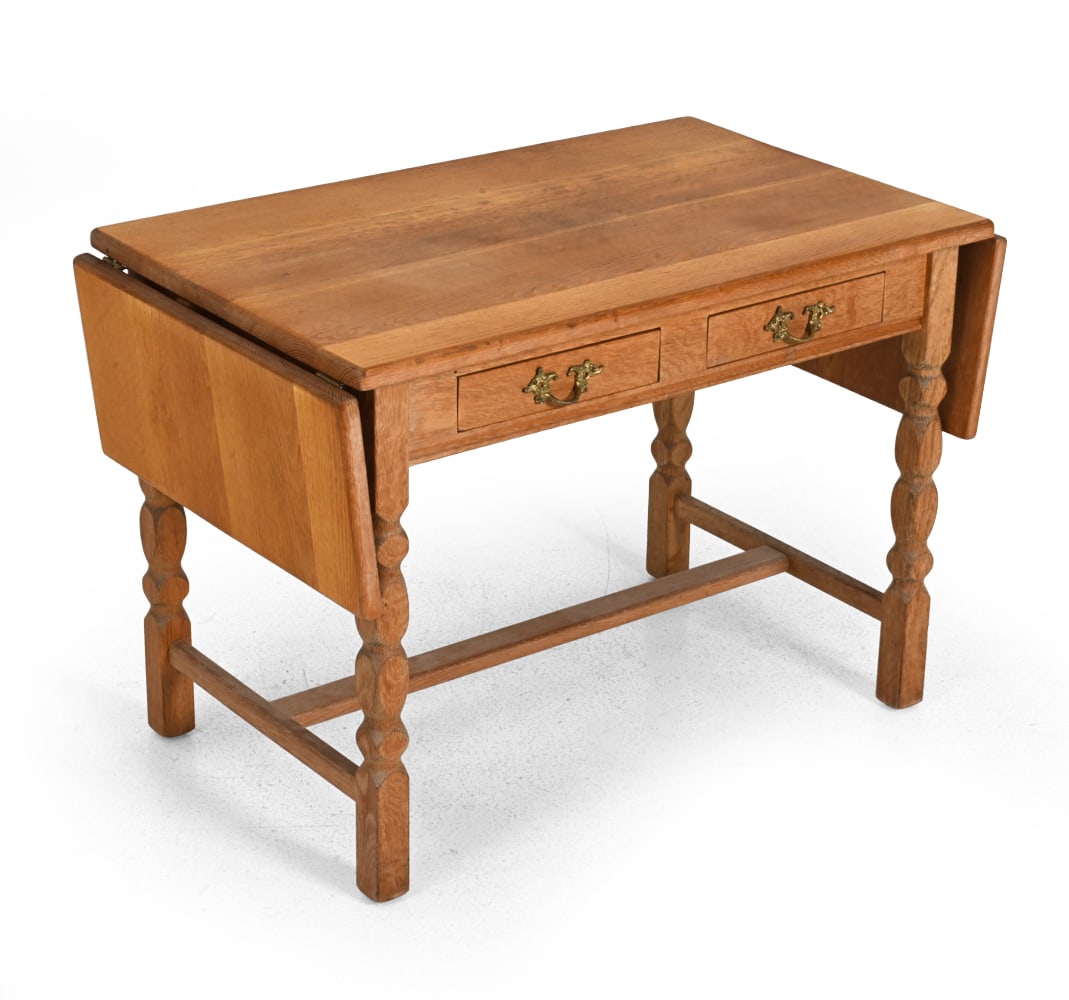 KJAERNULF STYLE DANISH OAK EXTENDING SIDE TABLE