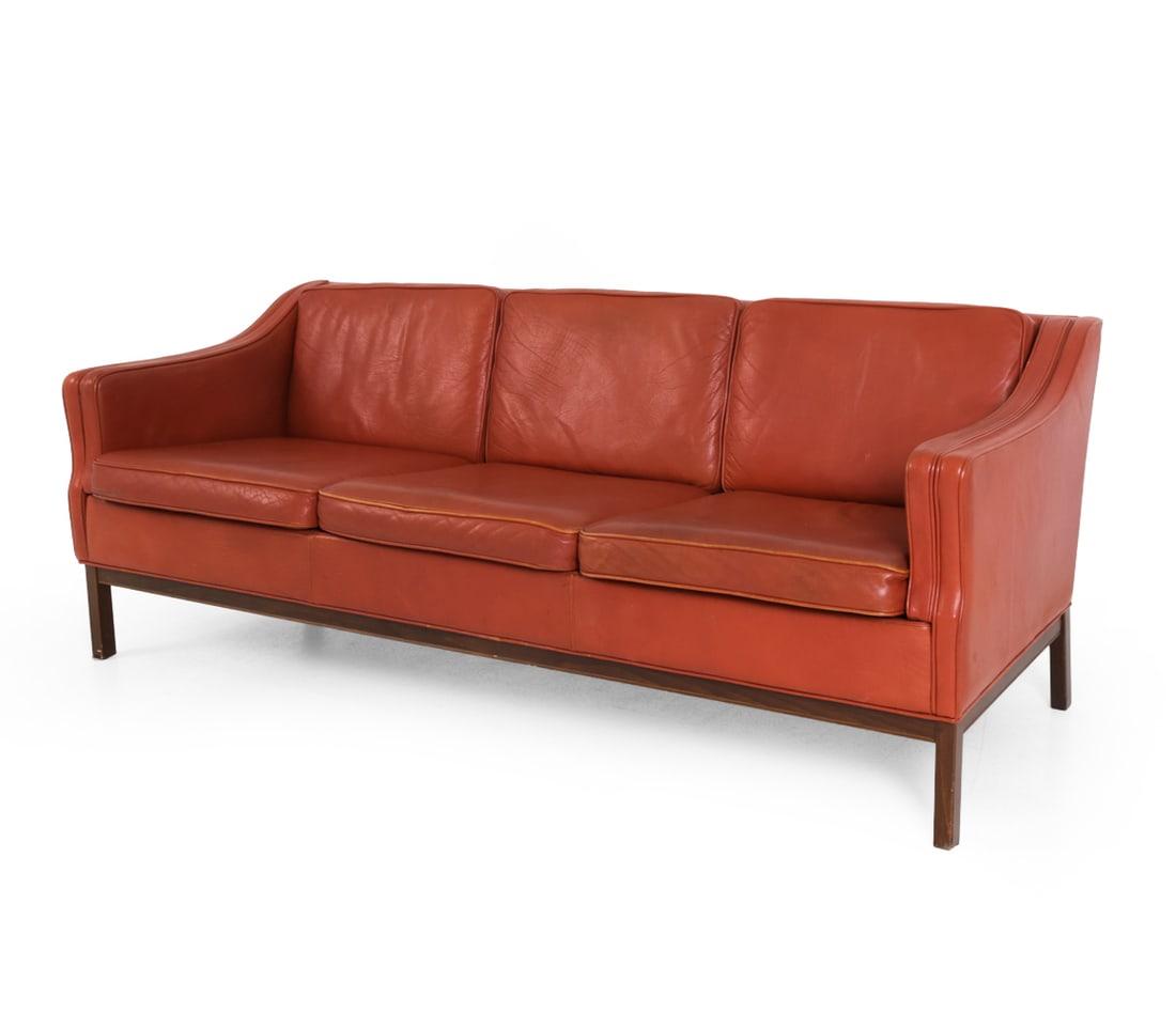 STYLE OF INGEMAR THILLMARK DANISH LEATHER SOFA